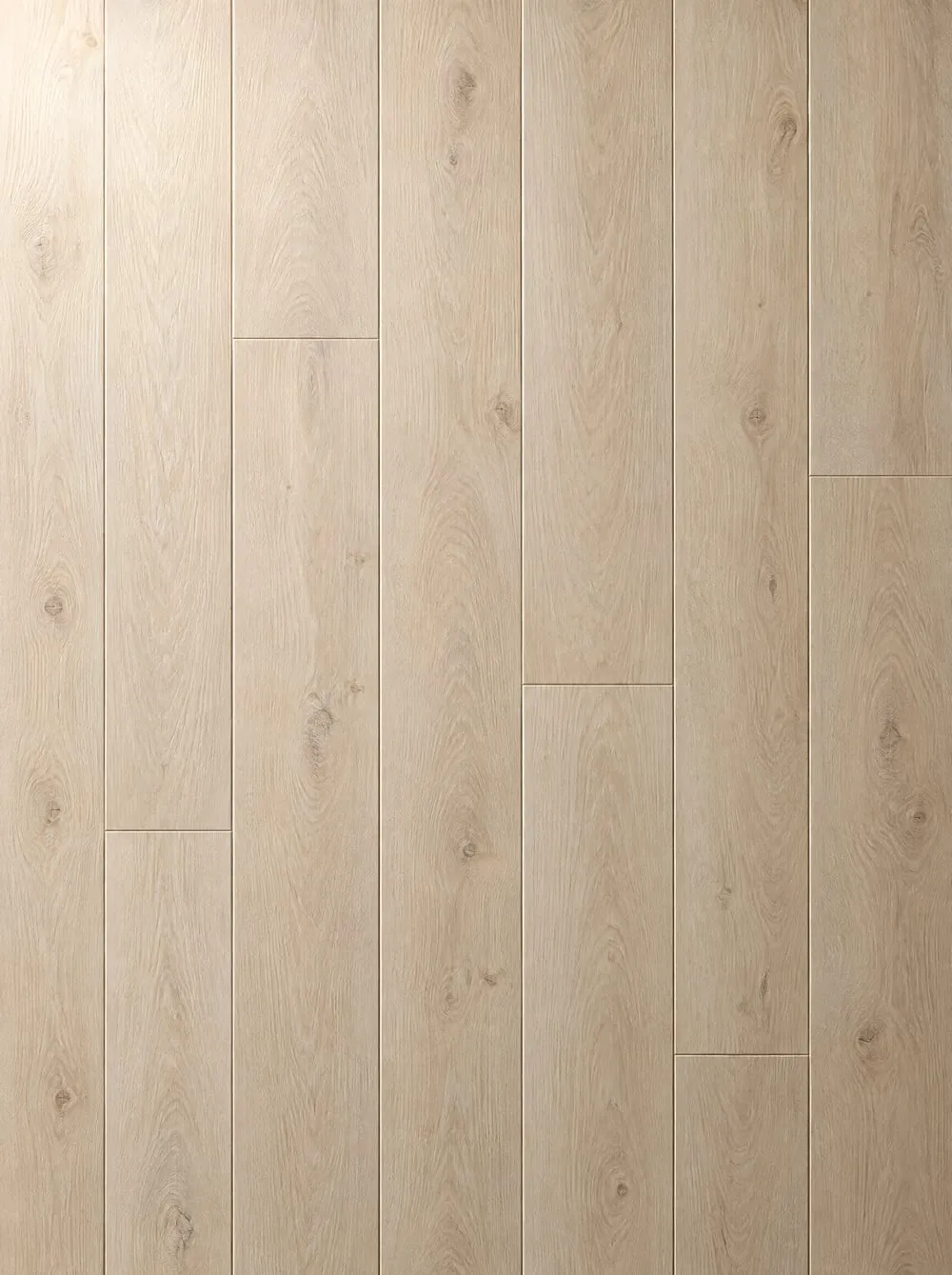 Laminat in heller Eichenoptik, breite Dielen
