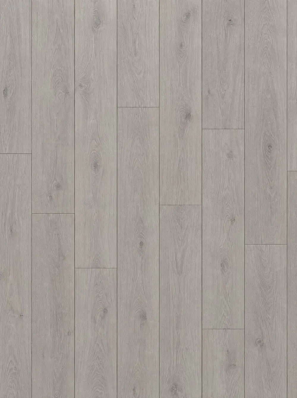 Vinyl-Designboden in hellgrauer Holzoptik, lange Planken